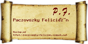 Paczovszky Felicián névjegykártya